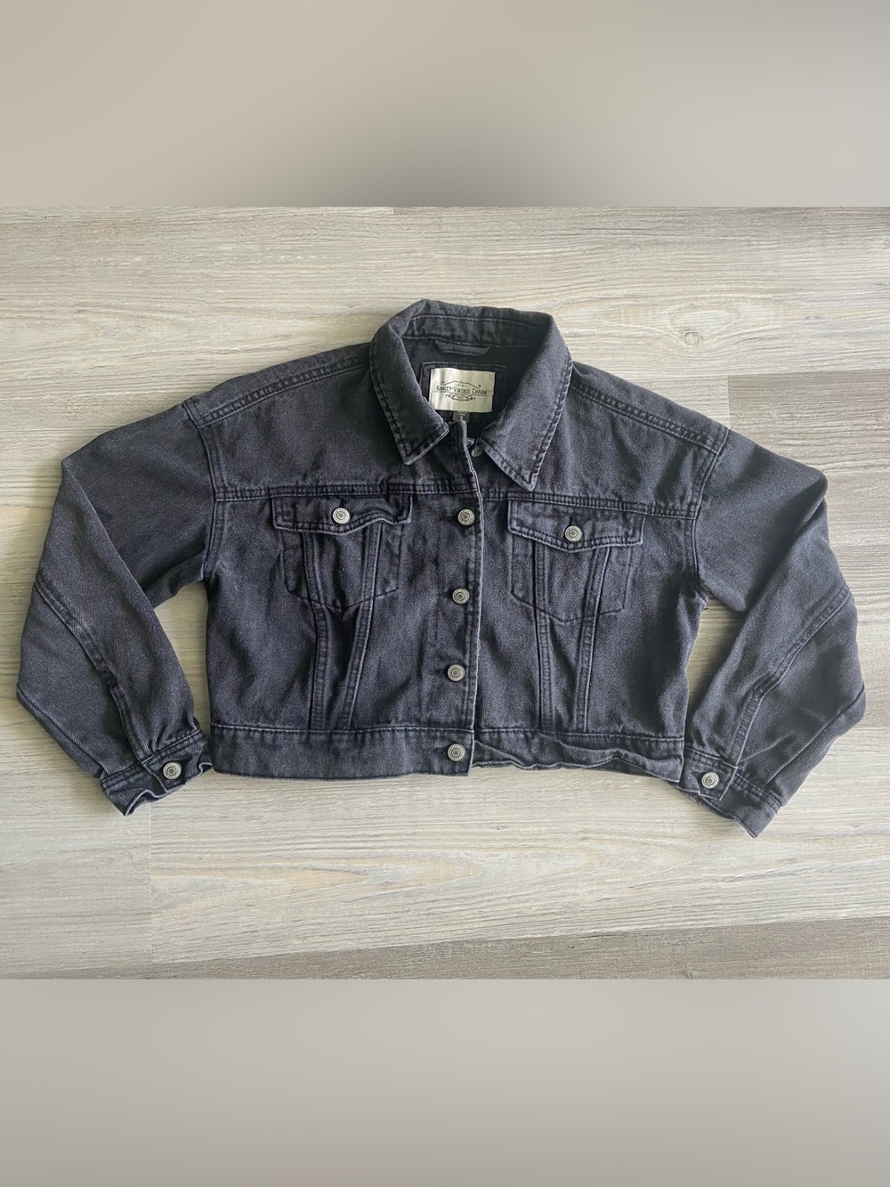 Ashley Vintage Charm Washed Black Crop Jean Jacket S